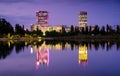 Bucharest office buildings in Pipera , view from Bordei park Royalty Free Stock Photo