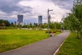 Bucharest office buildings in Pipera , view from Bordei park Royalty Free Stock Photo