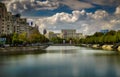 Bucharest panorama with romanian parliament on the centre of image