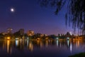 Bucharest park at blue hour Royalty Free Stock Photo