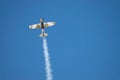 Bucharest/ Romania - AeroNautic Show - September 21, 2019: YAK 52TW Airplanes flying trough the sky