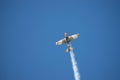 Bucharest/ Romania - AeroNautic Show - September 21, 2019: YAK 52TW Airplanes flying trough the sky