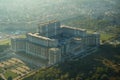 Bucharest, Romania, April 10, 2015: Aerial view of the Palace of the Parliament in Bucharest Royalty Free Stock Photo