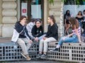 Many young people and rebel teenagers gathered at the University`s Square, Bucharest