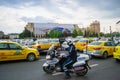 Taxi drivers protesting against ridesharing companies Uber, Bolt formerly Taxify, in Bucharest, Romania
