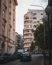 Narrow streets with old buildings in Bucharest, Romania Royalty Free Stock Photo