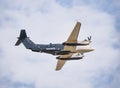 Beechcraft B300 King Air 350 twin-turboprop aircraft flying against blue sky