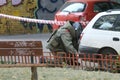 Bomb Disposal Expert in Bomb suit for Explosive ordnance disposal Royalty Free Stock Photo