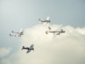 The Flying Bulls Fleet war aircrafts flying against blue sky