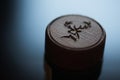 Bucharest, Romania - August 13, 2018: Illustrative-editorial detail on the stopper of a Glenfiddich whisky bottle, in Bucharest,