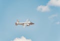 North American B-25 Mitchell bomber airplane part of the Flying Bulls fleet flying against