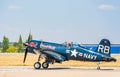 Red Bull logo livery on a Chance Vought F4U 4 CORSAIR aircraft. Flying Bulls fleet