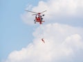 SMURD helicopter flying against blue sky. SMURD is the emergency rescue service based in Romania Royalty Free Stock Photo