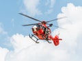 SMURD helicopter flying against blue sky. SMURD is the emergency rescue service based in Romania Royalty Free Stock Photo