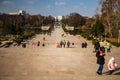 Bucharest, Romania - 2019. Carol Park, view over the Palace of Parliament