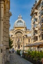 Bucharest, Romania. The CEC Palace in Romanian, Palatul C.E.C. . Royalty Free Stock Photo