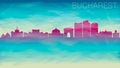 Bucharest Romania City Skyline Vector Silhouette. Broken Glass Abstract Geometric Dynamic Textured. Banner Background. Colorful Sh