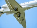 Close up detail with the Landing gear of a Cessna 680A Citation Latitude business jet