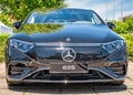 Close up detail with the new Mercedes model EQS full electric car