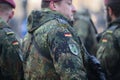 Details with the uniform and flag of German soldiers