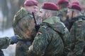 Details with the uniform and flag of German soldiers