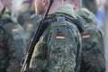 Details with the uniform and flag of German soldiers