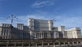 Bucharest, Romania - December 31, 2022: Frontal view of the Parlament Palace in Bucharest, Romania. Royalty Free Stock Photo