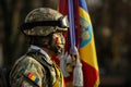 Romanian army soldiers prepare for the Romanian national day military parade Royalty Free Stock Photo