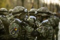 Romanian army soldiers prepare for the Romanian national day military parade Royalty Free Stock Photo