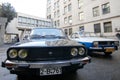 Romanian Dacia cars, one black used by the former communist Securitate and one used by the former Militia police