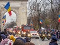 Bucharest, Romania, December 1st 2019: Romania National Day military parade in Bucharest near Arcul de Triumf