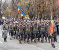 Bucharest, Romania, December 1st 2019: Romania National Day military parade in Bucharest near Arcul de Triumf