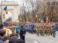 Bucharest, Romania, December 1st 2019: Romania National Day military parade  in Bucharest near Arcul de Triumf Royalty Free Stock Photo