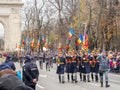 Bucharest, Romania, December 1st 2019: Romania National Day military parade  in Bucharest near Arcul de Triumf Royalty Free Stock Photo