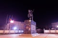 The statue of Michael the Brave illuminated by night