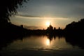 Bucharest Romania evening sunset Herastrau park dusk sundown silhouette Casa Presei