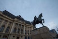 central university library of bucharest, with the statue of Charles, or King Carol. Royalty Free Stock Photo