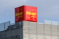 Bucharest, Romania, 2 February 2019 - Sign with logo of Penny market supermarket at the entry of a store in Bucharest