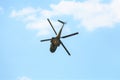 Bucharest, Romania 08 24 2019 helicopter performing aerobatic stunt at Bucharest International Air Show 2019