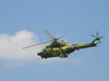 Bucharest, Romania 08 24 2019 helicopter performing aerobatic stunt at Bucharest International Air Show 2019