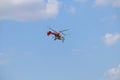 Bucharest, Romania 08 24 2019 helicopter performing aerobatic stunt at Bucharest International Air Show 2019