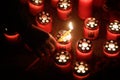 Details with burning candles laid by people on the site of Matei Bals Hospital in Bucharest where 5 patients died in a fire Royalty Free Stock Photo