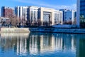 Bucharest, Romania, 6 January 2021: Main building of Bucharest Court (Tribunal) near the Dambovita river Royalty Free Stock Photo