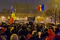 Demonstrators during an anti-corruption protest in front of the Romanian Parliament building in Bucharest