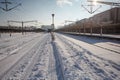 the Northern Railway Station Gara de Nord during a cold, sunny and snowy day in Bucharest Royalty Free Stock Photo