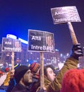 Bucharest, Romania - January 2017: Thousand people marched through the Romanian capital on to protest the govern Royalty Free Stock Photo