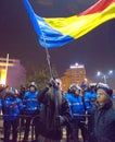 Bucharest, Romania - January 2017: Thousand people marched through the Romanian capital on Wednesday night to protest the govern Royalty Free Stock Photo