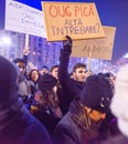 Bucharest, Romania - January 2017: Thousand people marched through the Romanian capital on Wednesday night to protest the govern Royalty Free Stock Photo