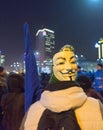 Bucharest, Romania - January 2017: Thousand people marched through the Romanian capital on Wednesday night to protest the govern Royalty Free Stock Photo