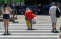 Old people on crosswalk Royalty Free Stock Photo